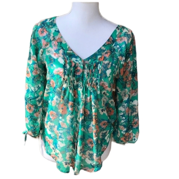 LC Lauren Conrad Tops - LC Lauren Conrad Romantic Floral printed Top Raglan Sleeve Sz XS